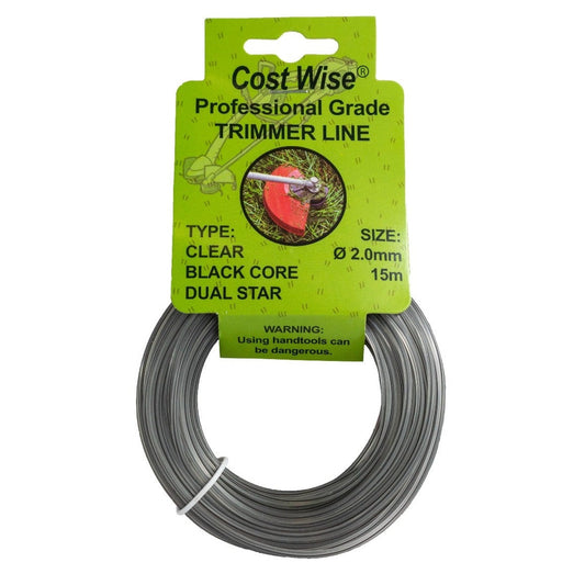 Trimmer line spool, dual star black core 2.0mm x 15m