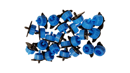 Set of blue Turbo Dripper 2L/h non-pressure compensating emitters with brown bases