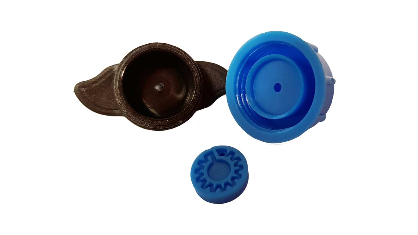 Turbo Dripper 2L/h non-pressure compensating: blue cap, brown insert, and blue screen