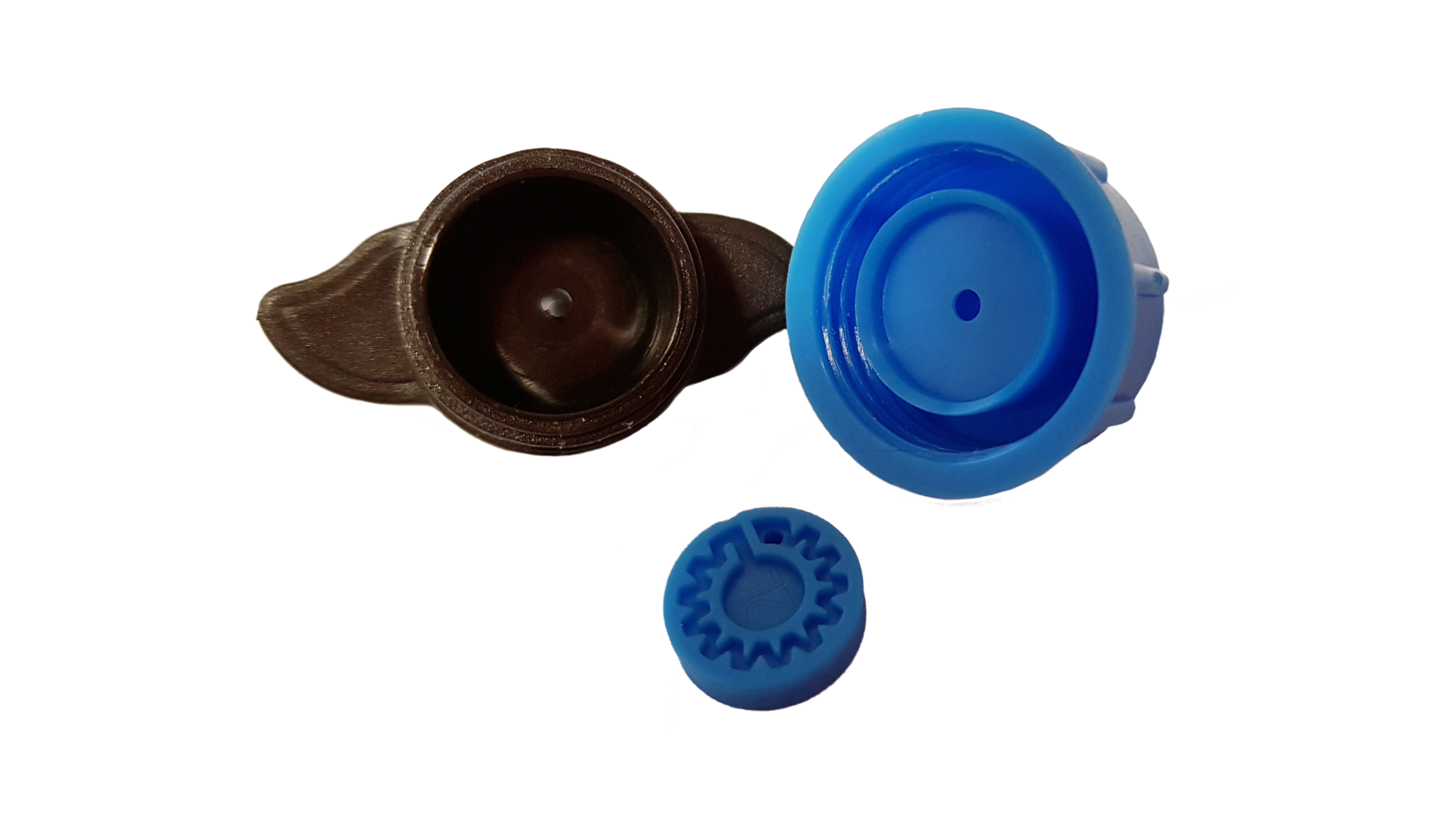 Turbo Dripper 2L/h non-pressure compensating: blue cap, brown insert, and blue screen