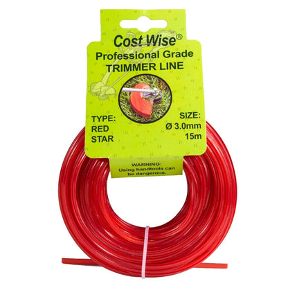 Strimmer Line Red Star: 3.0 mm x 15 m trimmer line, red coil on card