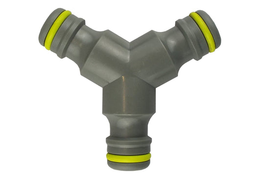 Three Way Connector Male lime grey three-way fitting with lime-yellow ends