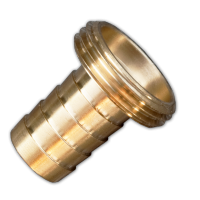 Brass 3/4" BSPM to 19mm adapter, angled view with external threads