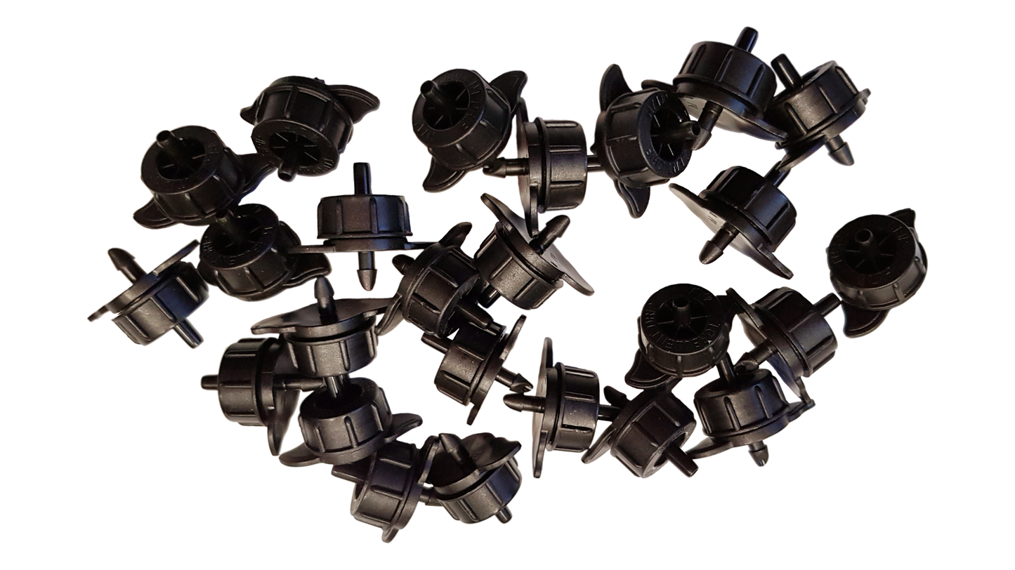 Set of black turbo drippers, non-pressure compensating heads