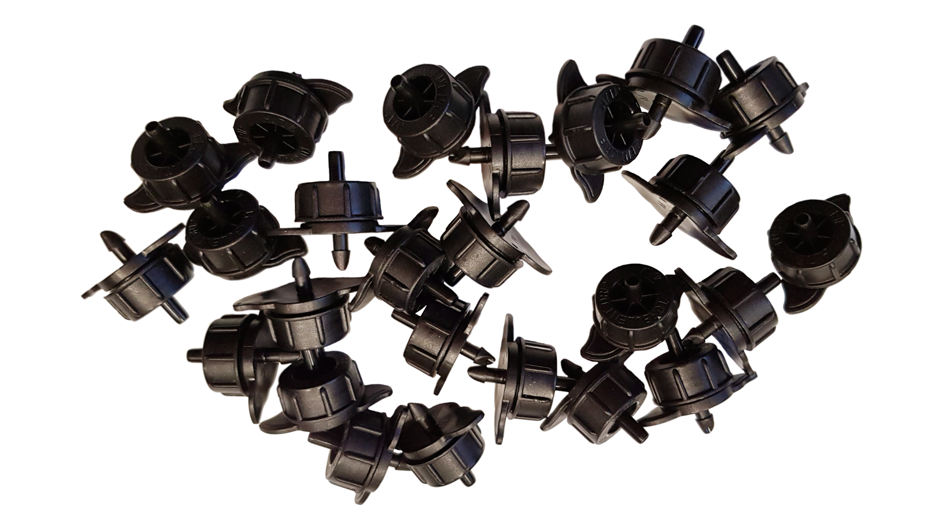 Set of black turbo drippers, non-pressure compensating heads
