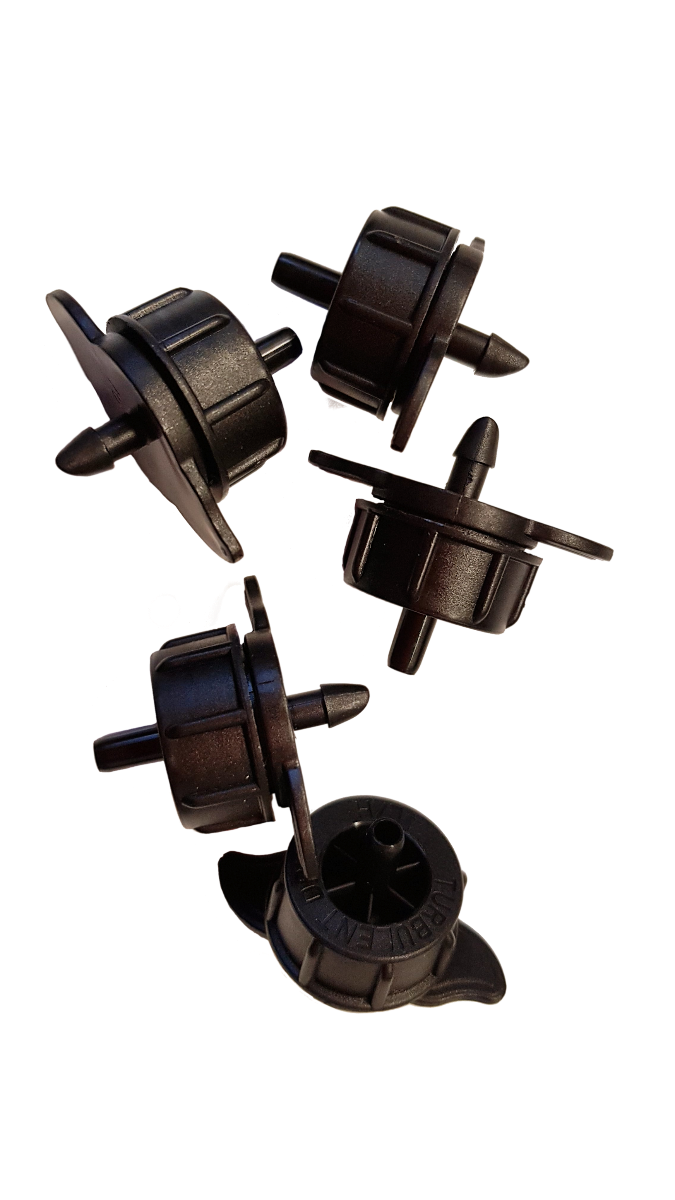 Turbo drippers with nozzles and outlet spikes, black non-pressure type