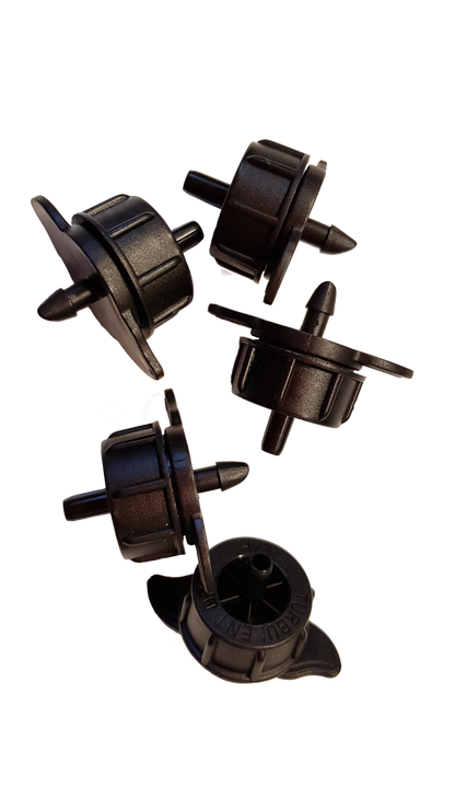 Turbo drippers with nozzles and outlet spikes, black non-pressure type