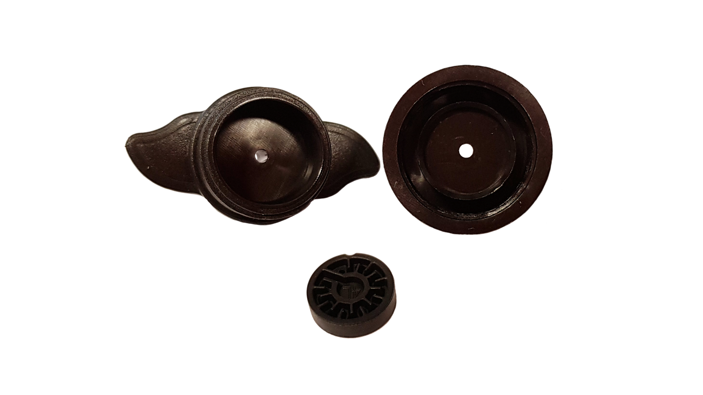 Turbo dripper components: black top caps and circular insert disc