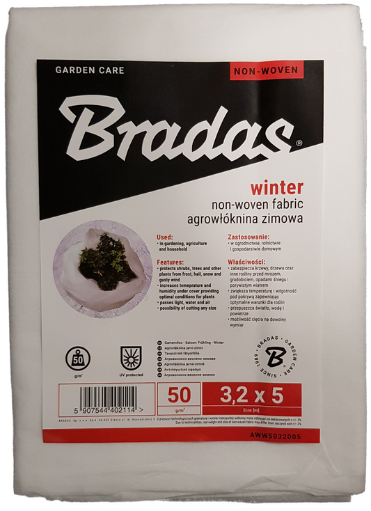 50g non-woven frost fleece, 3.2m x 5m roll for winter garden protection