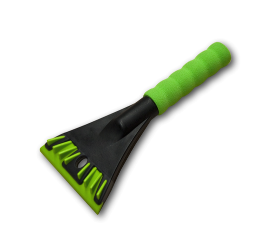 Window Ice Scraper with ergonomic green handle and black blade