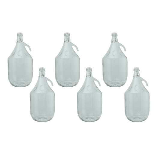 5L glass demijohn bottles, 6-pack, swing-top caps with wire bail handles