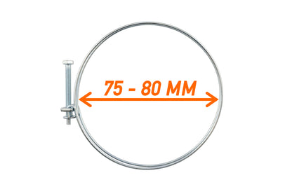Double wire hose clamp, galvanised, 75–80 mm size