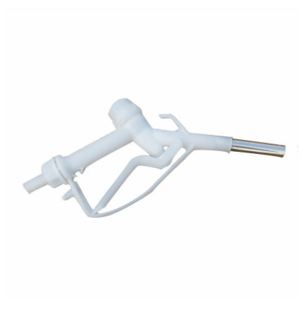 White fuel gun with trigger, 3/4" barb inlet and metal outlet