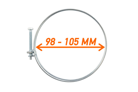 Double wire hose clamp, galvanised, 98-105 mm
