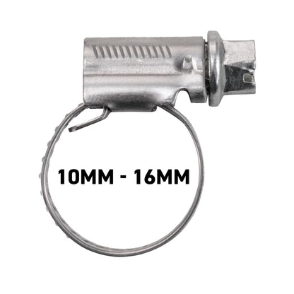 A2 hose clip 10–16mm metal clamp with band and fixing tab