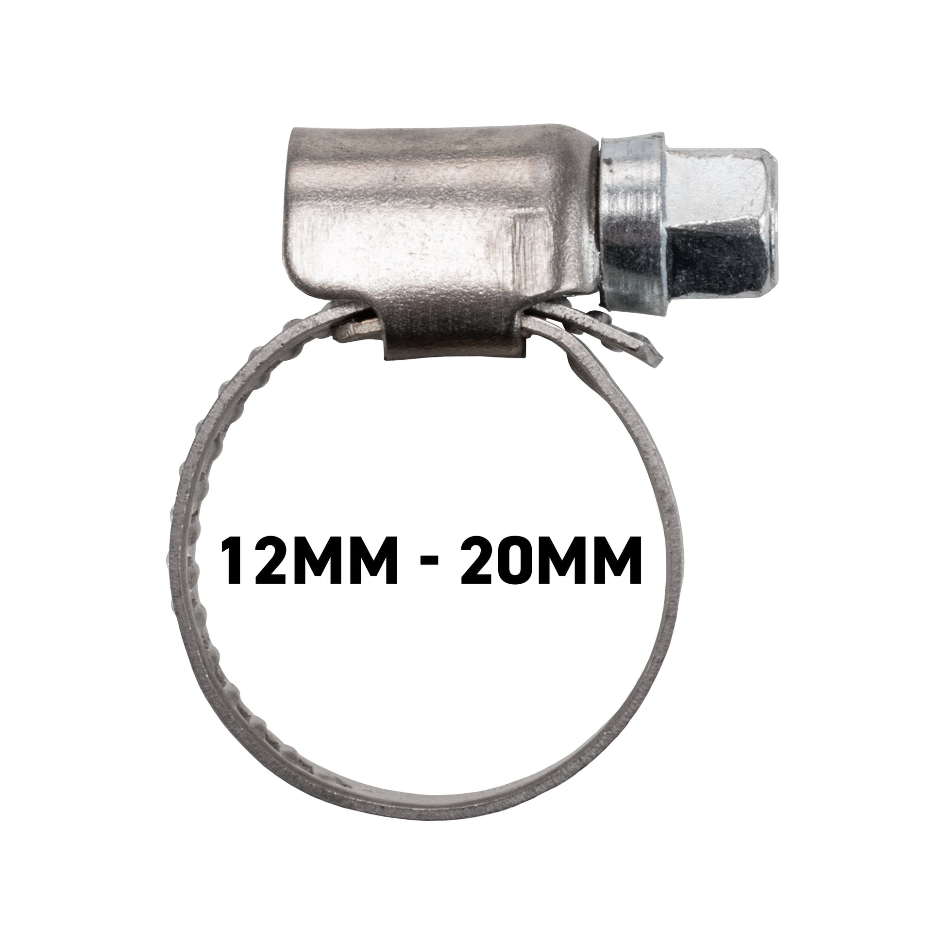 A2 hose clip 12–20mm, galvanised metal with rubber insert
