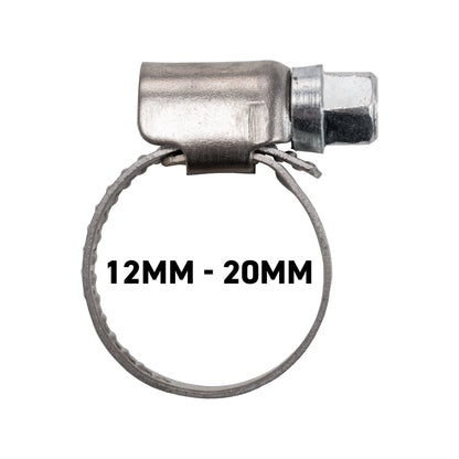 A2 hose clip 12–20mm, galvanised metal with rubber insert