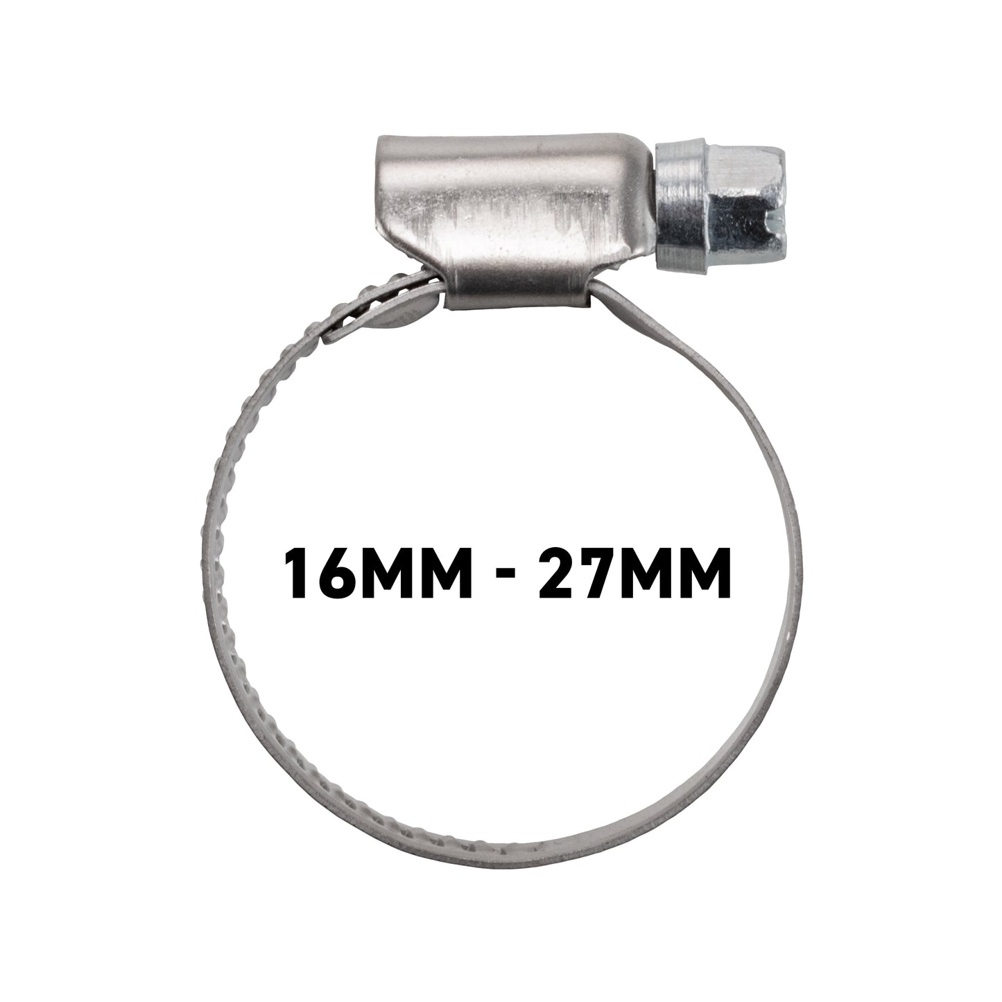 A2 Hose Clip 16–27mm with metal screw fitting and loop strap