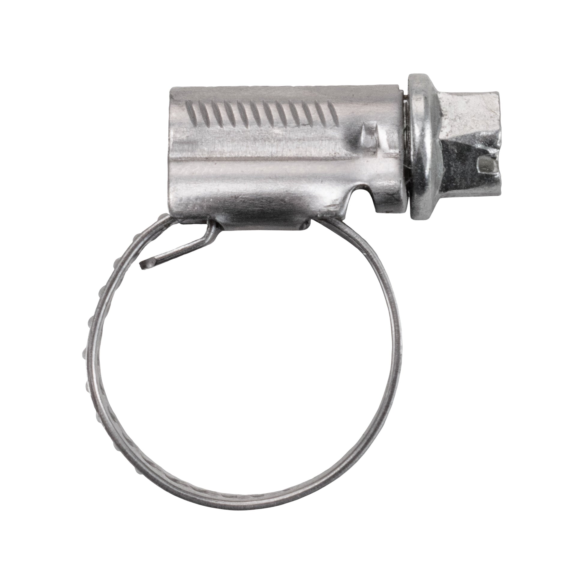 A2 hose clip in silver metal, worm-drive style with screw housing