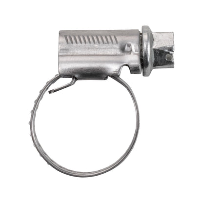 A2 hose clip in silver metal, worm-drive style with screw housing