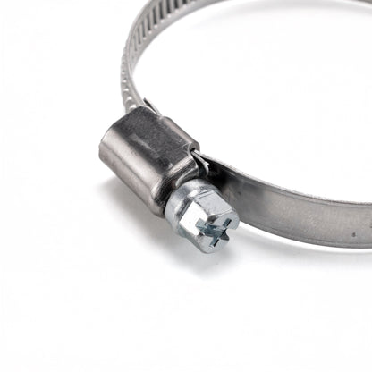 A2 hose clip end section with worm-drive screw and serrated band