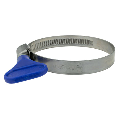 A2 Grip Schlauchschelle, blaues Griffstück, Metallband mit Prägung 40–60 mm