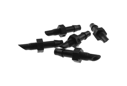 Pack of 4.5mm barb x 10-32 thread micro fitting adaptors, black barbed ends