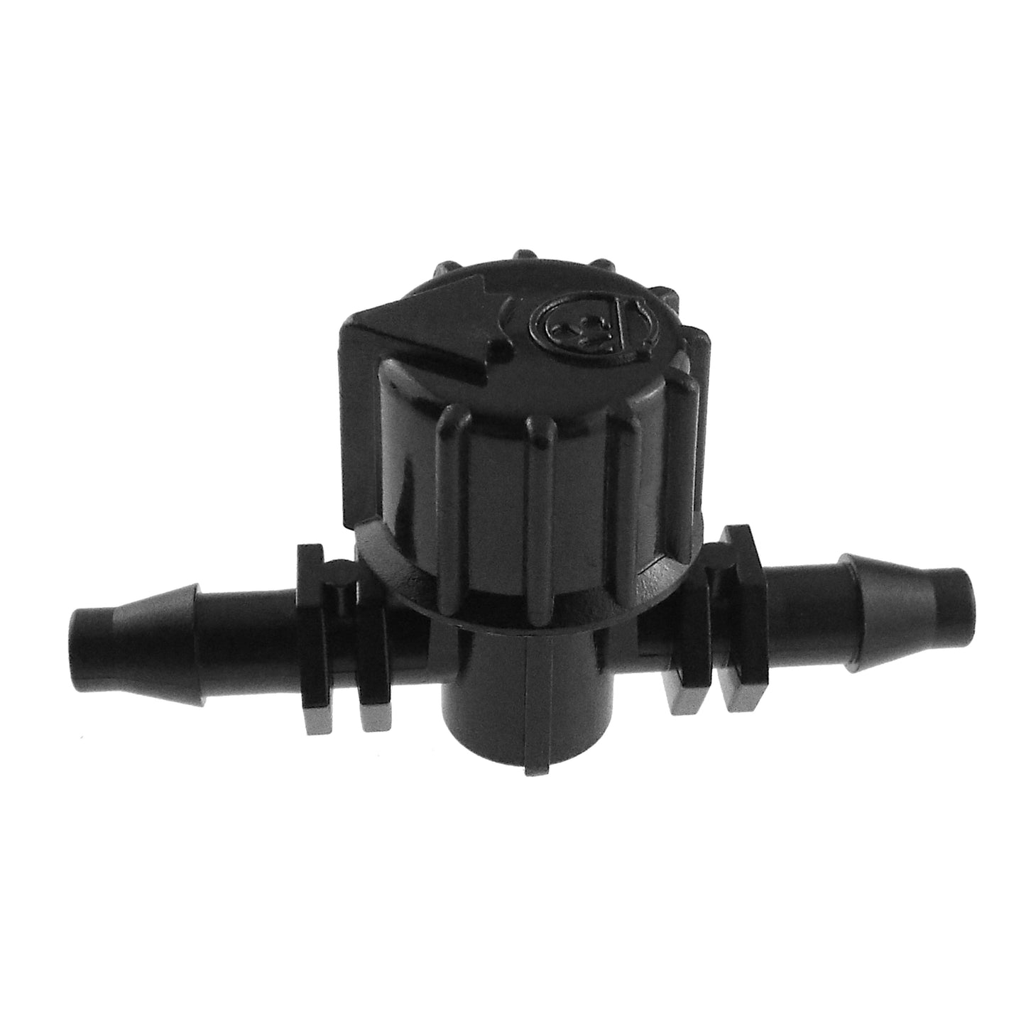 Antelco Vari-Flow valve with 4.5 mm barb, black plastic body and connectors