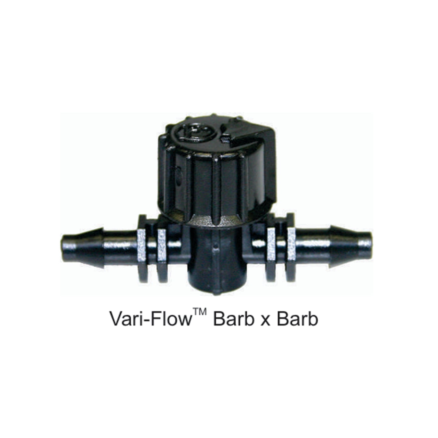 Vari-Flow barb x barb valve, 4.5 mm barbed connectors with black housing