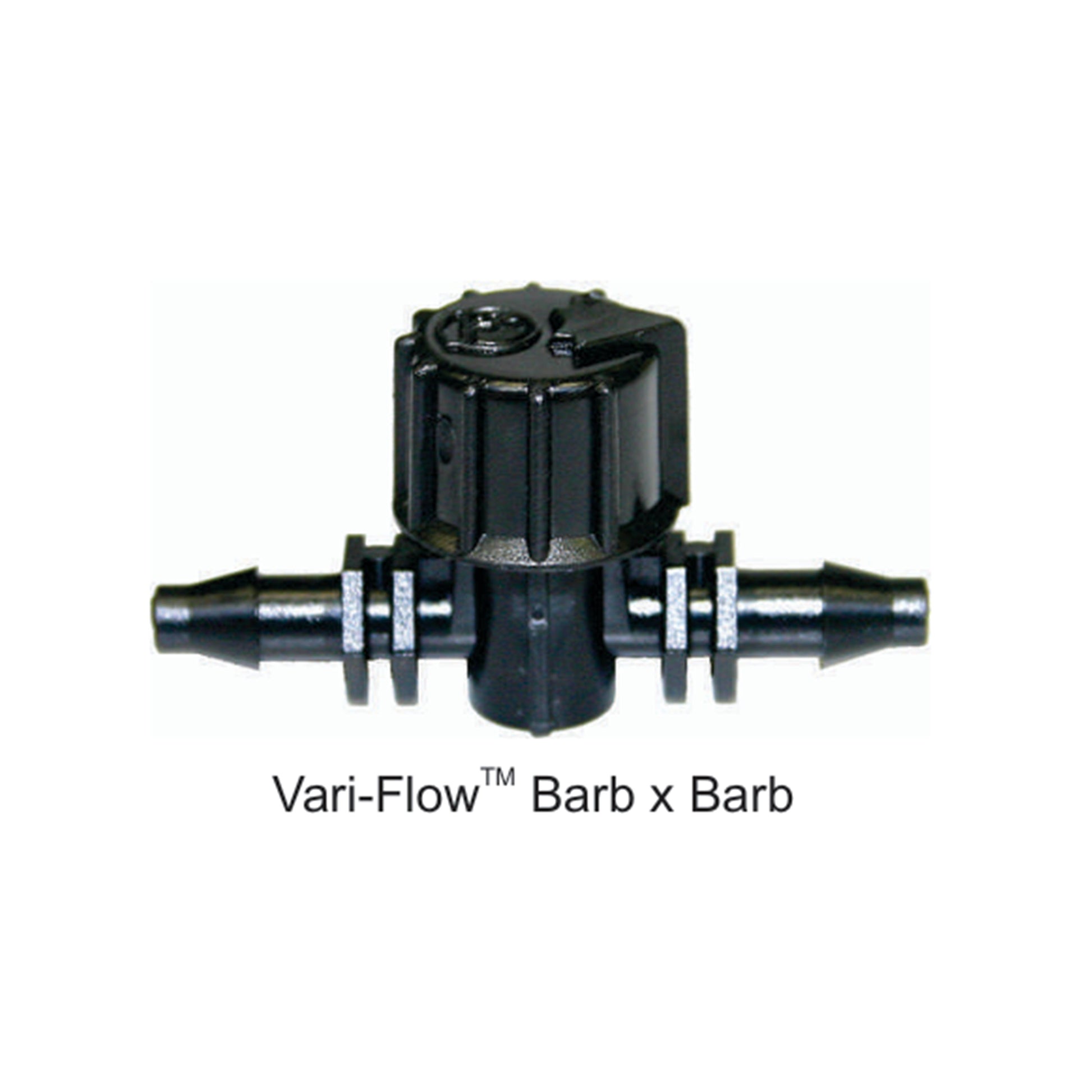 Vari-Flow barb x barb valve, 4.5 mm barbed connectors with black housing