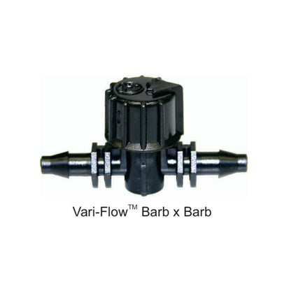 Vari-Flow barb x barb valve, 4.5 mm barbed connectors with black housing