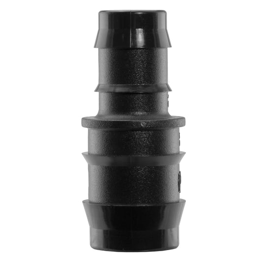 Double barb reducing straight fitting, black, 25mm x 19mm