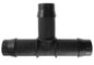 Double Barb Tee 13mm, black plastic fitting with barbed ends and center connector