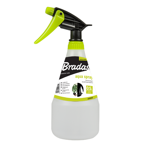 Hand sprayer Aqua Spray 0.5L, black nozzle, lime-green trigger, white bottle
