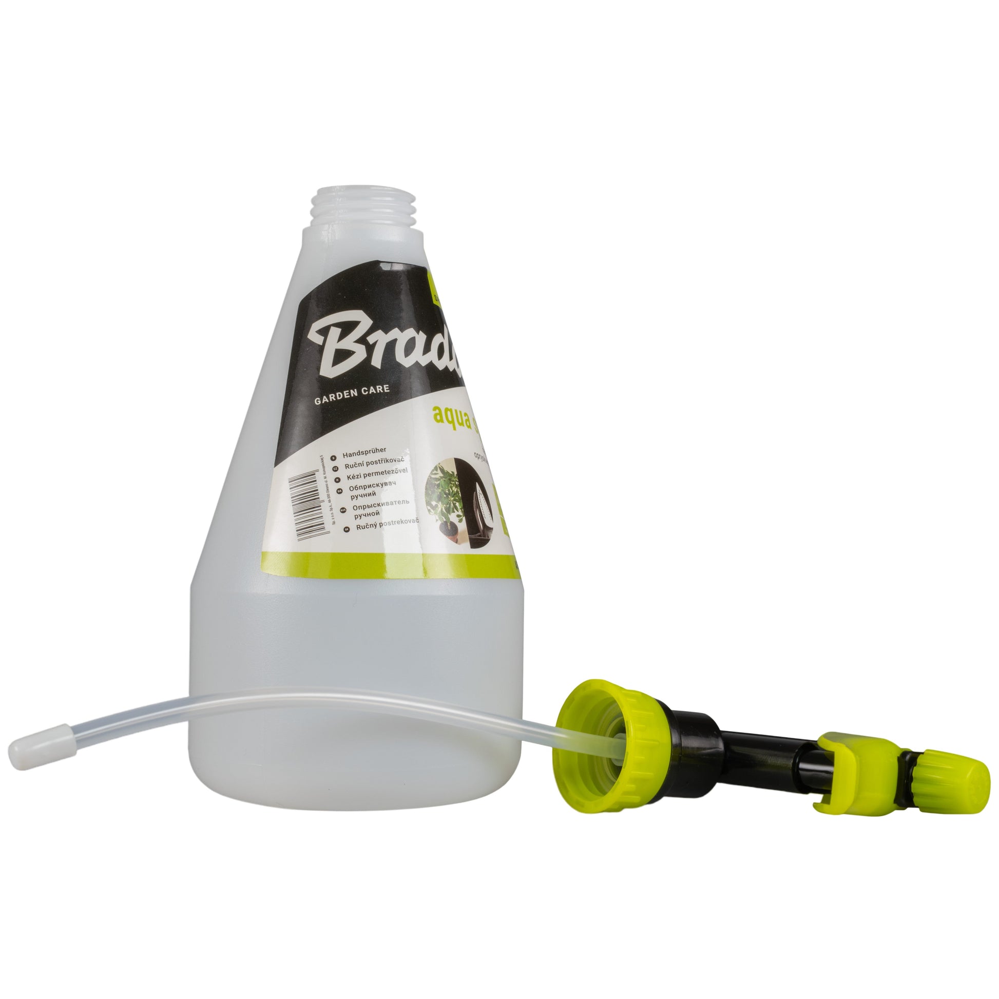 Aqua Spray hand sprayer with extension tube and lime-green cap, black trigger