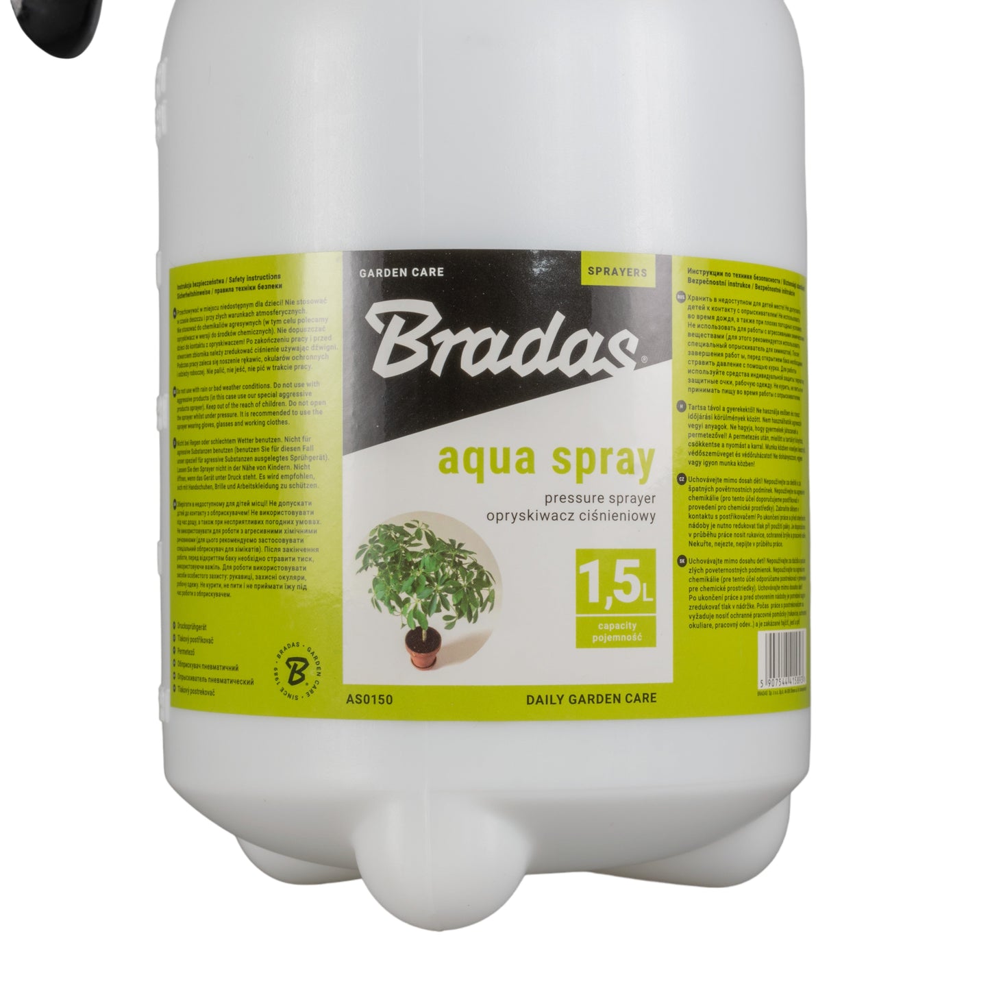 Aqua Spray 1.5L pressure sprayer bottle with brand label and plant graphic