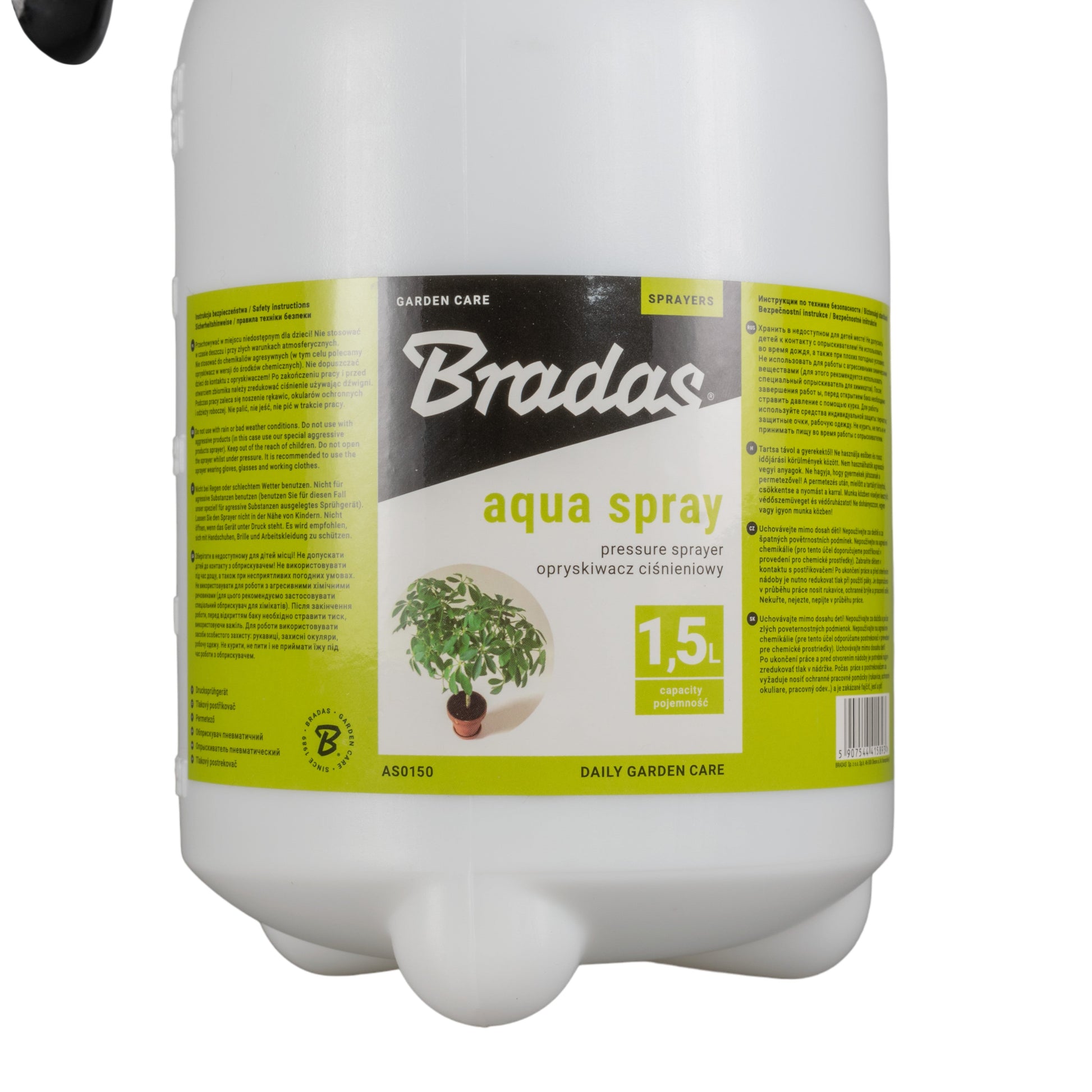 Aqua Spray 1.5L pressure sprayer bottle with brand label and plant graphic