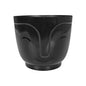 Atena pot ohne Loch, schwarz, 140 mm – gerippte Gesichtsornament-Optik