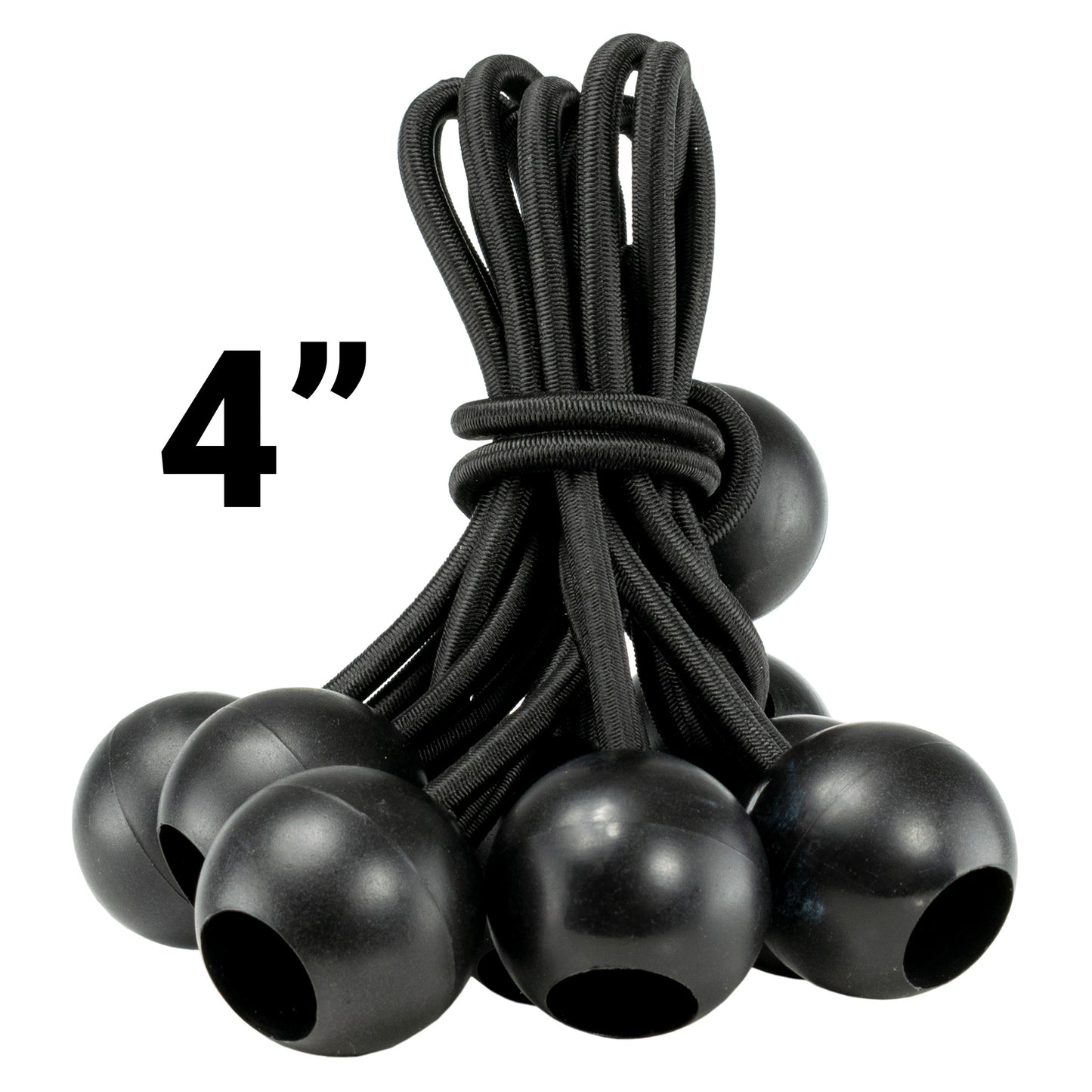 Schwarze Bungee-Bälle am Bund, 4 Zoll