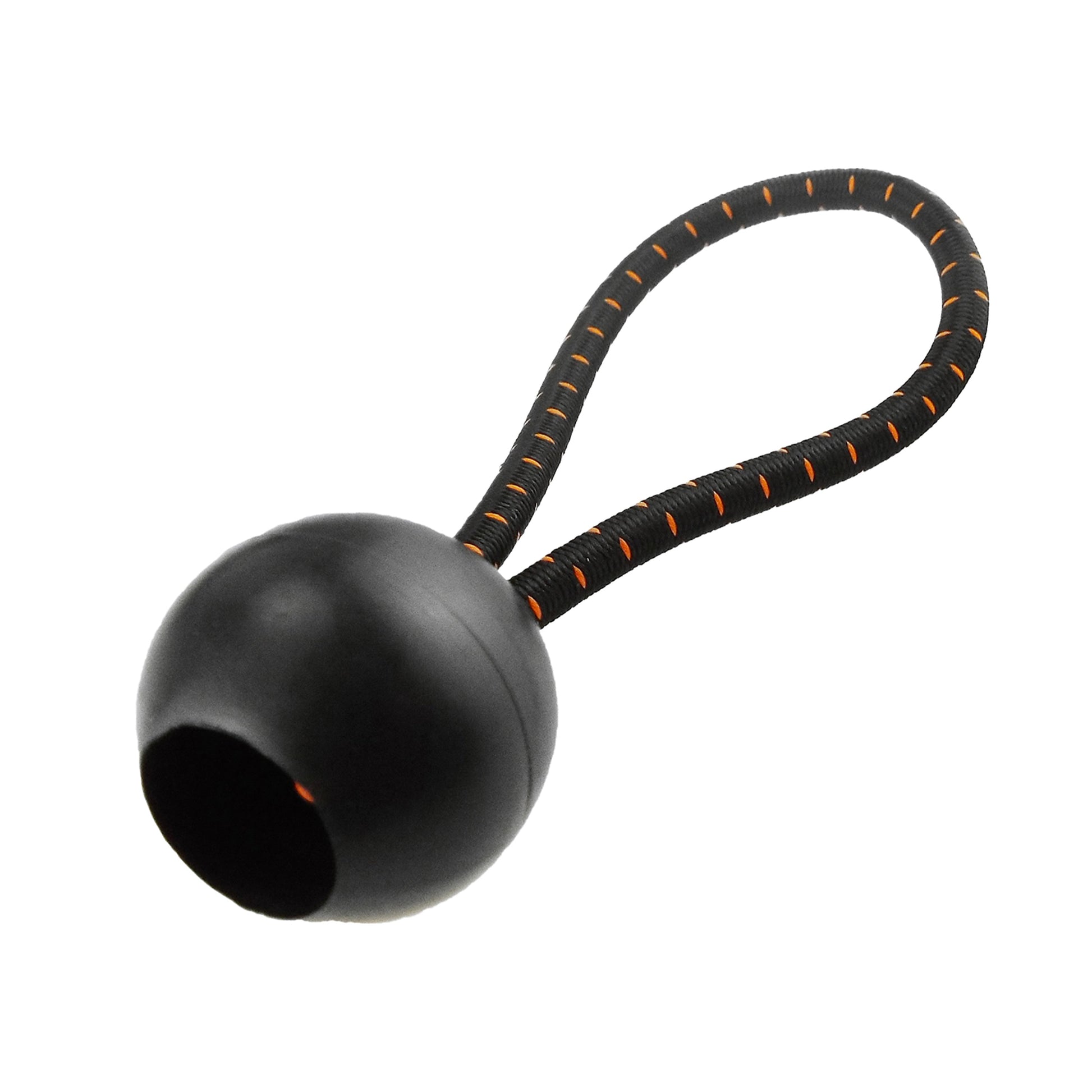 Schwarzer Bungee-Ball mit orangefarbener Ziernaht