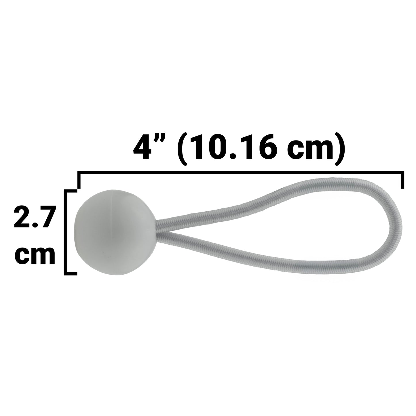 Bungee-Ball: 4 Zoll (10,16 cm) Länge, Kordeldurchmesser ca. 2,7 cm