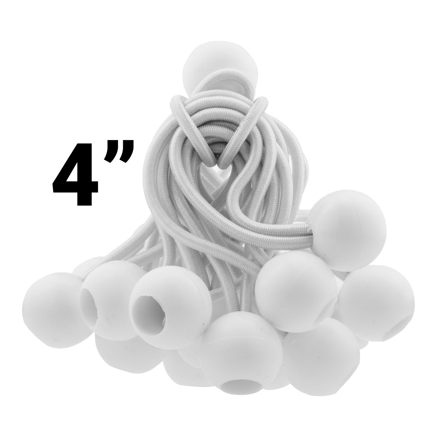 White 4-inch bungee balls with elastic cords bundle