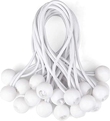 White 6-inch bungee balls set with multiple elastic cords and looped ball ends
