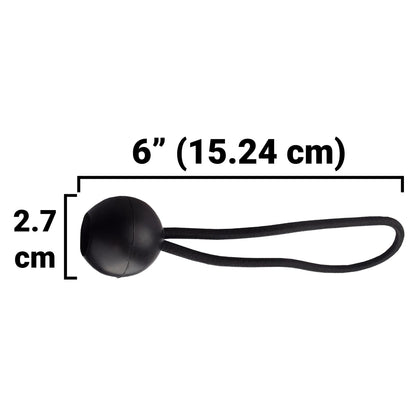 Black bungee ball: 6 in (15.24 cm) length, 2.7 cm ball diameter
