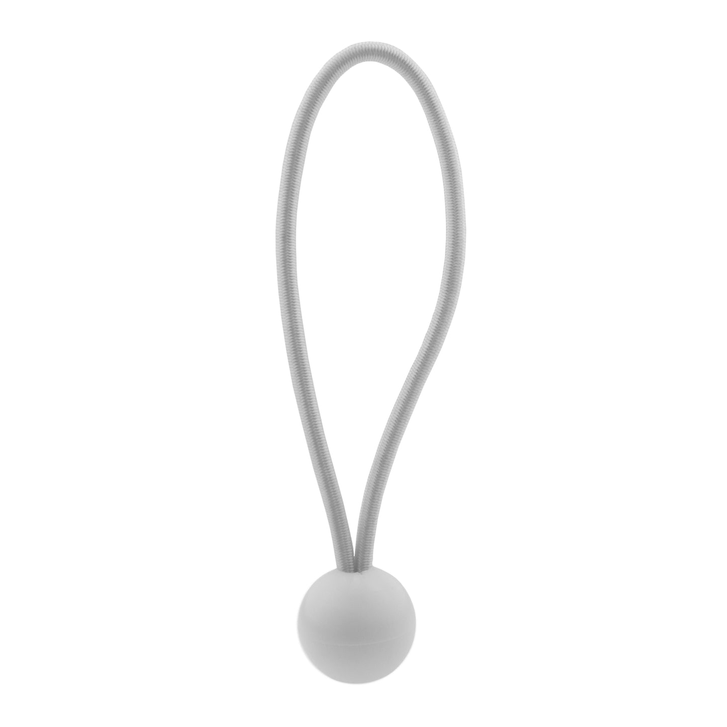 White 6-inch bungee ball with long elastic cord loop