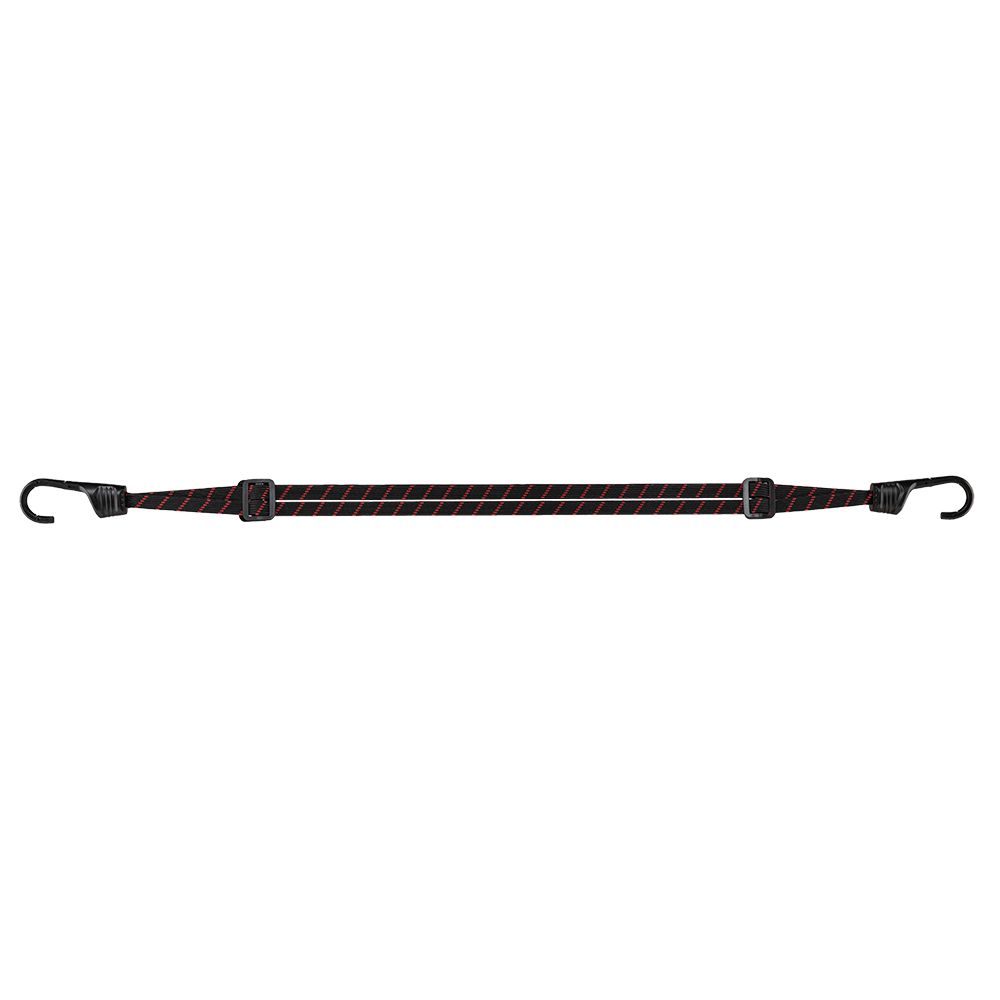Bike rack bungee spider hook strap set, black with red stripes, two end hooks