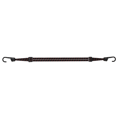 Bike rack bungee spider hook strap set, black with red stripes, two end hooks