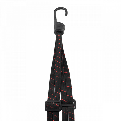 Black bungee spider hook elastic rubber strap with red grid lines and top hook