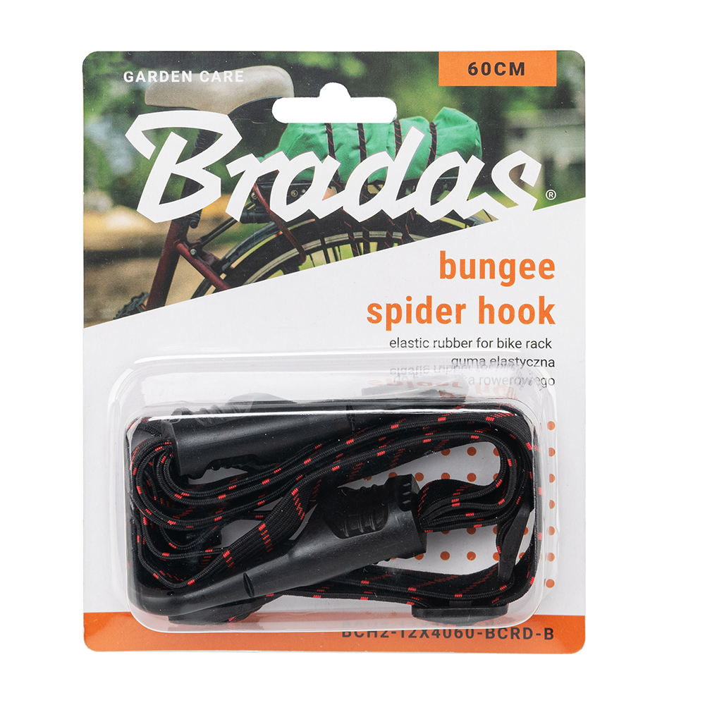 Bungee spider hook elastic rubber for bike rack, black, 60 cm, retail package