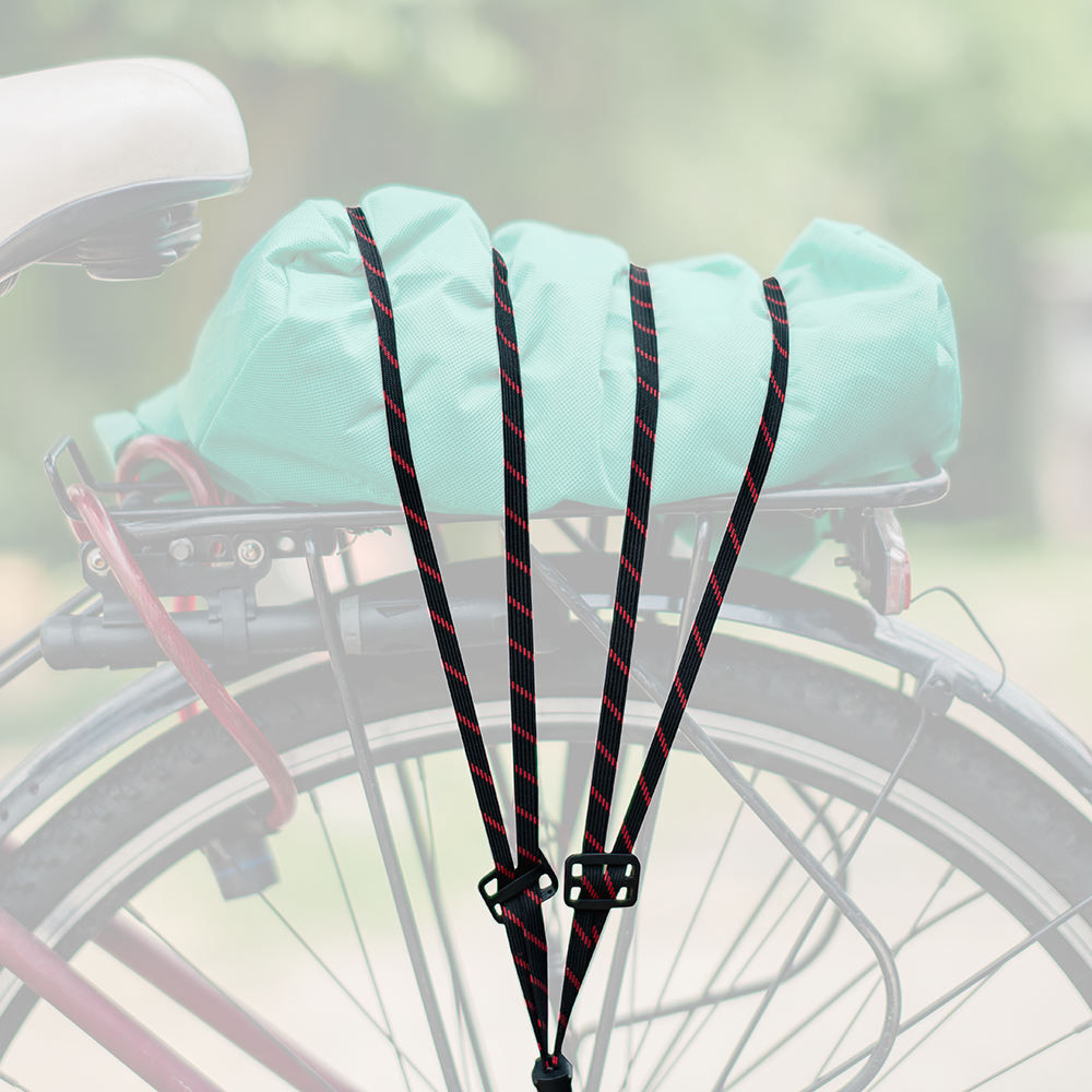 Black bungee spider hook elastic straps with red lines for bike rack